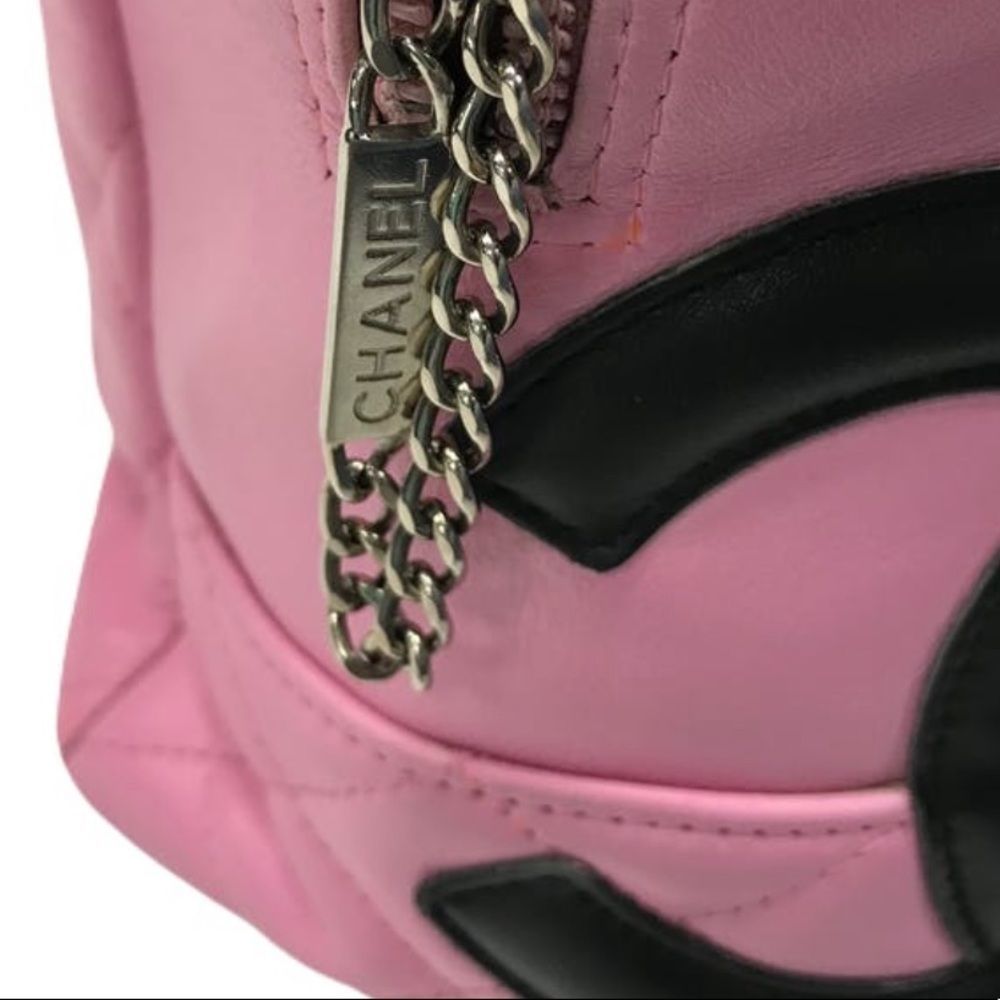 Chanel pink black quilter leather Cambon bowler tote bag / shoulder bag - Picture 15 of 16